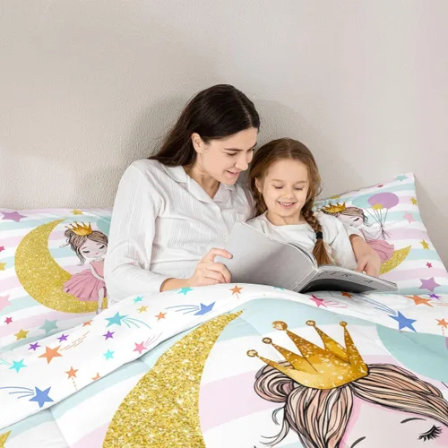 Miniatura 66 de Erosebridal Juego de ropa de cama de princesa de ballet, tamaño Queen, juego de edredón de 3 piezas para niñas bailarinas de ballet, lindo juego