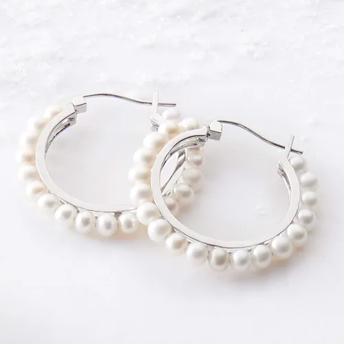 Miniatura 3 de Ross-Simons Aretes de aro de perlas cultivadas de 0.118-0.138in, Perla, no conocido