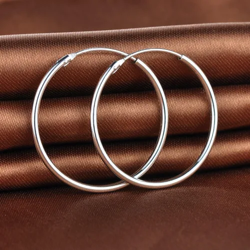 Miniatura 2 de Infinite U - Pendientes de aro para mujer, plata de ley 925 de 12 a 2.362in, pulido redondo con bisagras