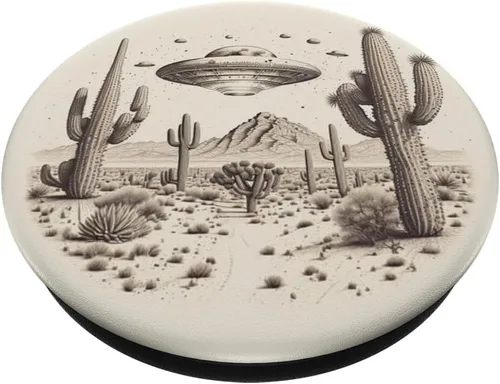 Miniatura 2 de Flying Aliens UFO Platillo rodeado de cactus, PopSockets intercambiables PopGrip
