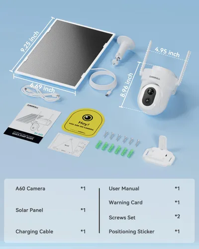 Miniatura 9 de ZUMIMALL Cámaras de seguridad solares de grabación 24/7 inalámbricas para exteriores, panel solar de 9 W, cámaras AOV 2K para seguridad del hogar