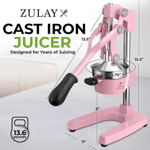Miniatura 2 de Zulay Kitchen Exprimidor de hierro fundido, exprimidor manual resistente con coladores desmontables para una fácil limpieza, prensa de jugo