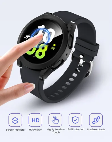 Miniatura 5 de Goton - Funda impermeable para Samsung Galaxy Watch 5 y 4 y FE, protector de pantalla de 40 mm con vidrio templado, 1 paquete de funda dura de PC