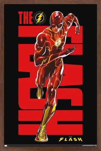 Trends International DC Comics Movie The Flash - Póster de pared de Barry Allen Versión enmarcada de caoba