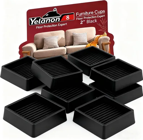 Miniatura 12 de Posavasos para muebles - 8 piezas, vasos de ruedas de muebles redondos de 2" - Almohadillas antideslizantes para suelos de madera dura, pinzas