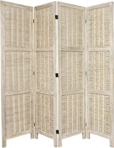 Miniatura 9 de Oriental Furniture - Divisor de habitación tejido de bambú de 5 1/2 pies de alto, color marrón quemado, 3 paneles