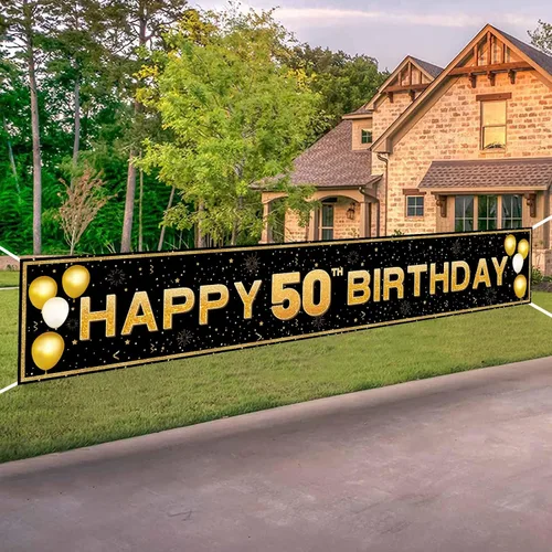 Miniatura 8 de Decoraciones de cumpleaños número 16 para niños y niñas, pancarta de decoración de feliz cumpleaños de 16 años en negro y dorado, suministros
