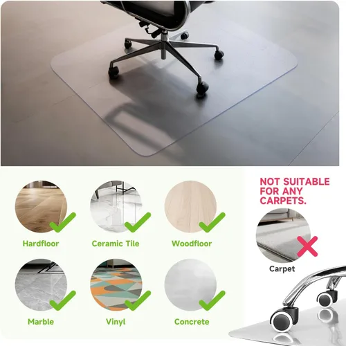 Miniatura 2 de SOONAN Tapete para silla para suelos de madera dura, 36 x 48 pulgadas, tapete transparente para silla de escritorio de oficina, 0.08 pulgadas