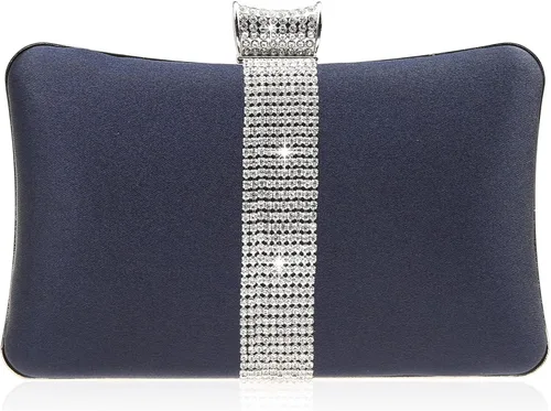 Miniatura 9 de DA BODAN Bolso de mano Jane de satén con diamantes de imitación para mujer para noche novia graduación fiesta bolso cruzado con cadena