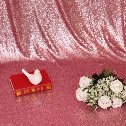 Miniatura 9 de Poise3EHome 2 piezas de 3 pies x 8 pies de cortina de fondo de lentejuelas rosa fucsia, fondo de fotografía con purpurina, secuencia para Navidad
