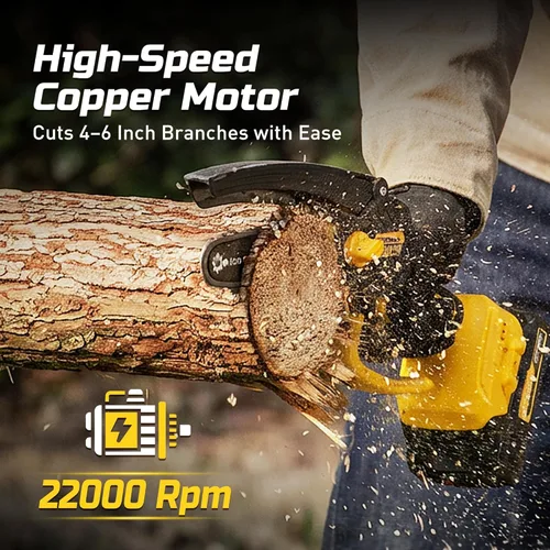 Miniatura 3 de Mini motosierra inalámbrica de 6 pulgadas, 32 pies/S, corte rápido y potente, motosierra eléctrica sin escobillas con batería de 3.0 Ah, engrasador