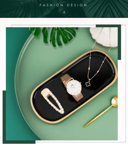 Emibele Organizador de joyas, bandeja ovalada de resina, bandeja de tocador de baño, cocina, tocador, bandeja de joyería, soporte para anillos,