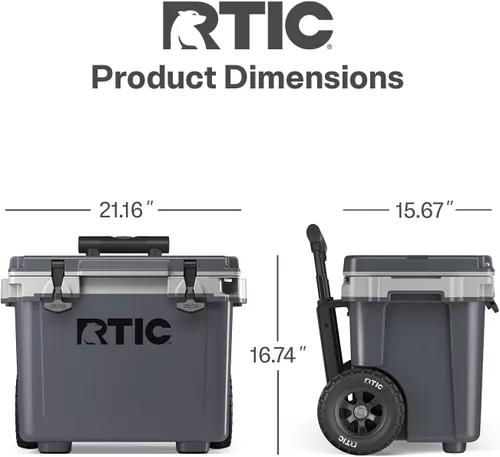 Miniatura 4 de RTIC - Enfriador con ruedas ultraligero de 22 cuartos de galón con asa, caja de hielo portátil aislada para playa, bebidas, camping, picnic, pesca