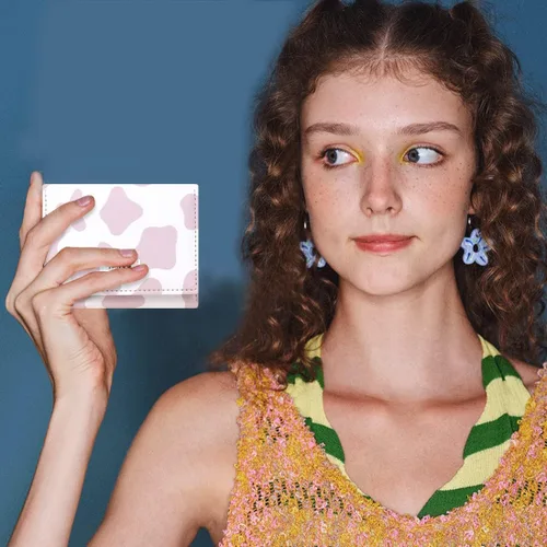 Miniatura 5 de Sunwel Fashion Billetera pequeña con estampado de vaca para niñas, con bolsillo para efectivo, tarjetero con ventana de identificación para mujer