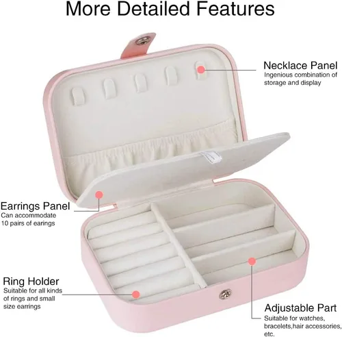 Miniatura 2 de DREAMGLAMOUR Joyería de viaje caja de viaje de doble capa joyero de viaje regalo para mujeres niñas con 6 pulseras de regalo collar aretes anillos