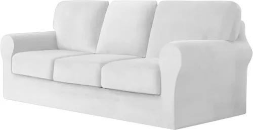 Miniatura 23 de UNBBRRL Fundas de sofá de 3 piezas para sofá, funda de terciopelo elástico para sillón con 1 funda de cojín de asiento y 1 funda de respaldo
