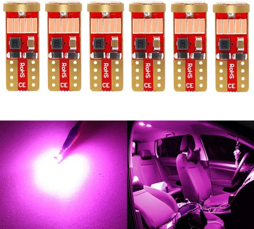 Miniatura 8 de PHINLION Bombillas LED de 500 lúmenes, 194 bombillas LED de 6000 K, color blanco, superbrillante, 168 2825 W5W T10, cuña LED de repuesto