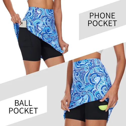 Miniatura 4 de M MOTEEPI - Falda pantalón de golf para mujer, hasta la rodilla, falda pantalón deportiva de tenis con bolsillos