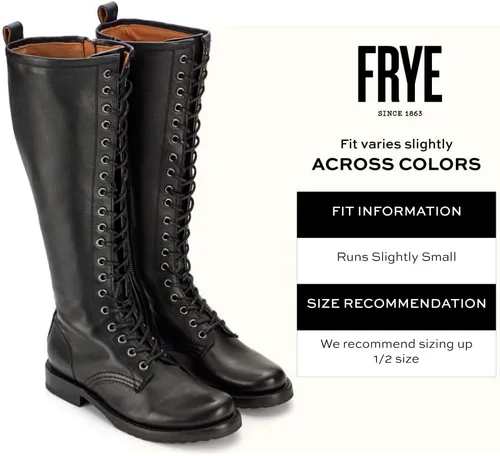 Miniatura 2 de Frye Veronica Botas de combate altas de 15 pulgadas para mujer, hechas de cuero de grano completo con construcción Goodyear Welt, cordones de tela