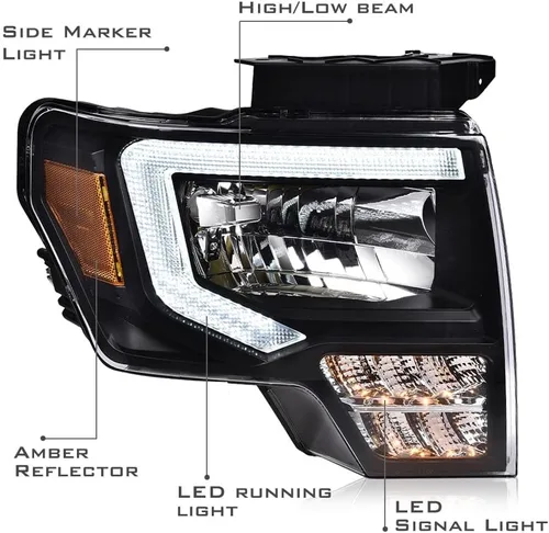 Miniatura 5 de PIT66 Conjunto de faros delanteros LED compatible con Ford F150 2009 2010 2011 2012 2013 2014, lente transparente para conductor y pasajero, carcasa