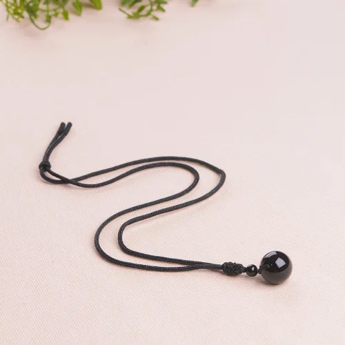 Miniatura 11 de iSTONE Collar unisex con dije de cuentas redondas auténticas, cadena de cuerda negra de 24 pulgadas para hombres y mujeres