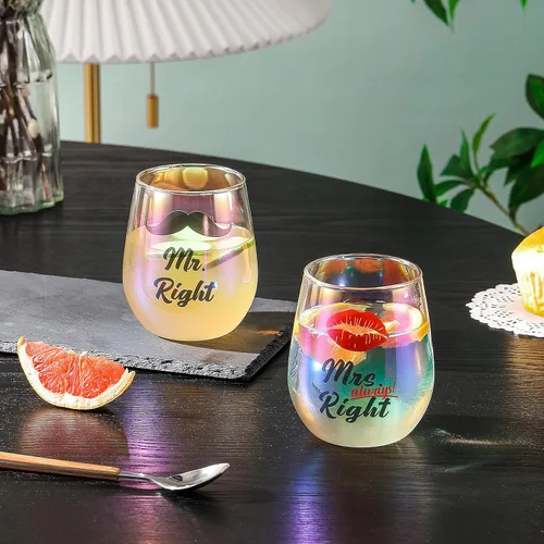 Miniatura 2 de SHENDONG Mr Right Mrs Always Right Copas de vino para parejas, regalo para parejas, compromiso, Navidad, boda, despedida de soltera, regalos
