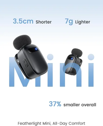 Miniatura 2 de Mini micrófono de solapa inalámbrico para iPhone y Android, micrófonos de clip dual con funda de carga de 30 horas, cancelación de ruido
