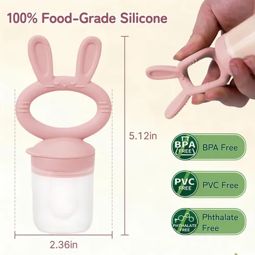 Miniatura 7 de Chupón alimentador de sólidos/frutas congeladas para bebés, juguete mordedor infantil 4M+, bolsa de silicona sin BPA y pezón, introduce sólidos