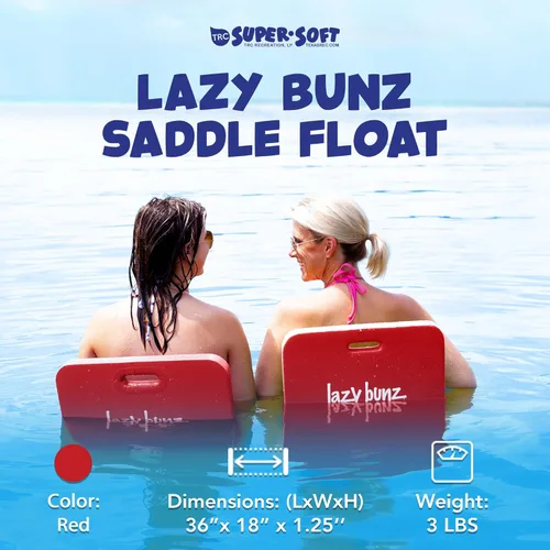 Miniatura 2 de TRC Recreation Lazy Bunz Foam Water Saddle Pool Float for Adults and Kids, Lounger for Swimming Pool, Lake, River, and Beach Essentials Rojo