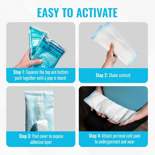 Miniatura 8 de ICEWRAPS Almohadillas frías posparto instantáneas para mujeres después del nacimiento: bolsas de hielo perineales para cuidado posparto, fáciles