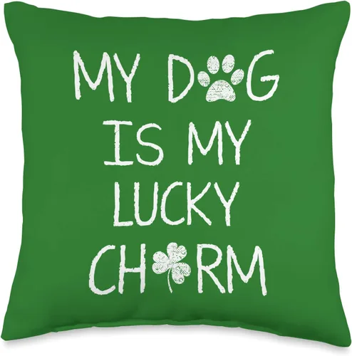 Día de San Patricio regalos para los amantes de los perros con impresión de pata My Dog is My Lucky Charm Shamrock Shirt St Patrick's Day Throw