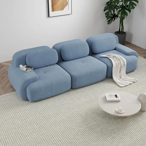 Miniatura 63 de Sofá modular sin hueso de 117 pulgadas, sofá modular en forma de L para sala de estar, sofá comprimido con asiento profundo, sofá nube de pana