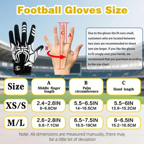Miniatura 6 de Guantes de receptor de fútbol americano para niños - Agarre de silicona antideslizante y parte trasera de licra transpirable para un mejor control