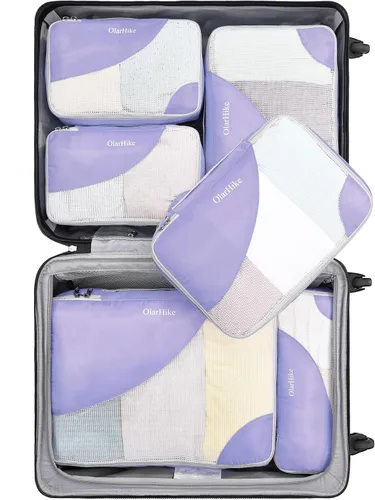 OlarHike Juego de 6 cubos de embalaje para viajes, 4 tamaños diferentes (grande, mediano, pequeño, delgado), bolsas organizadoras de equipaje para