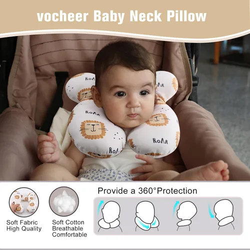 Miniatura 3 de vocheer Almohada de viaje para bebé (mejorada), almohada de apoyo para cabeza y cuello para cochecito, asiento de automóvil, cochecito, gorila, León