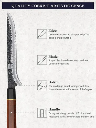 Miniatura 2 de HOSHANHO - Cuchillo de filetear de 7 pulgadas, cuchillo para deshuesar forjado a mano y afilado como una navaja, cuchillos de pescado de acero súper