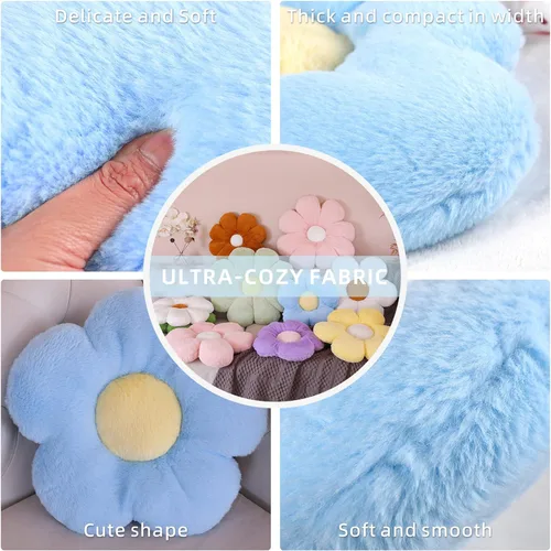 Miniatura 5 de AZCHEN Cojín de almohada de flores Almohada decorativa Almohada de flores para silla Almohada de piso de felpa (19.6 pulgadas, marrón blanco)