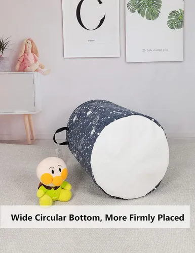 Miniatura 5 de QUEENLALA Cesta de almacenamiento grande, cesta de lavandería, baño, decoración del hogar, cesta de almacenamiento redonda plegable, para niños