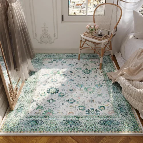 Miniatura 84 de Rugcomf Alfombra de pasillo de 2 x 6 pies, lavable, bohemio, suave, antideslizante, no desprende pelusa, lana sintética, estilo vintage para cocina