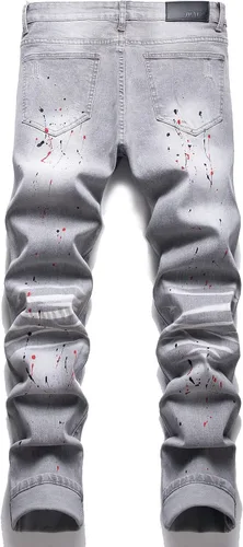 Miniatura 2 de AITITIA Jeans elásticos rasgados de ajuste regular para hombre