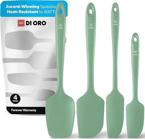 Miniatura 9 de DI ORO Juego de espátulas de silicona – Espátulas de cocina de goma para hornear, cocinar y mezclar – Resistente al calor a 600 °F y libre de BPA