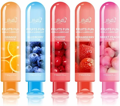 Lubricante de sabor de frutas, lubricantes personales a base de agua, lubricante sexual de larga duración para sexo oral, fantasía, fresa, cereza,
