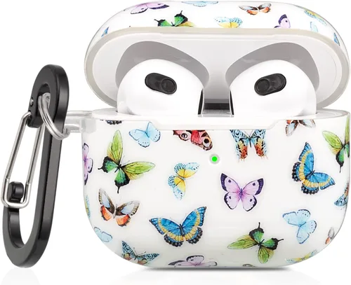 Funda para Airpods 3 de mariposa, funda CutebriCase AirPods de tercera generación 2021 para mujeres y niñas, funda protectora rígida para AirPods 3