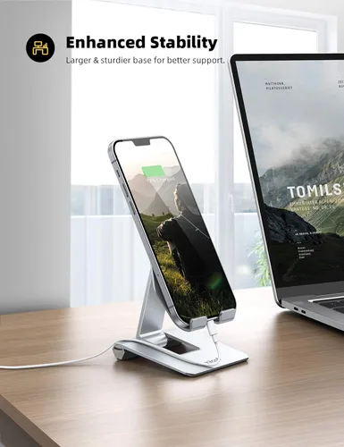 Miniatura 3 de Soporte Lamicall ajustable para teléfono, para escritorio Plateado (sliver)