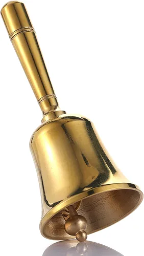 Campana de Mano de Latón Sólido Pequeña y Muy Fuerte para Tocar en Bodas, Campanas de Mano para Personas Mayores al Lado de la Cama, Campana para