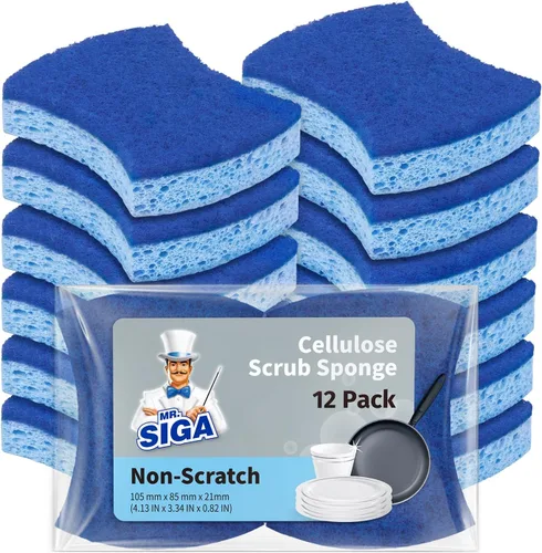 Miniatura 10 de MR.SIGA Esponja exfoliante de celulosa resistente, esponja de doble cara para lavar platos para cocina, paquete de 12