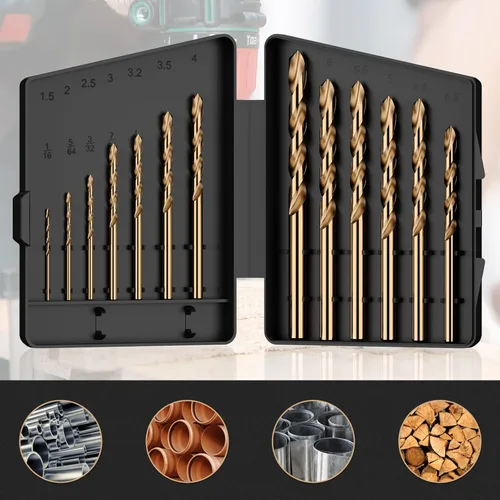 Miniatura 4 de Juego de brocas de cobalto, 13 piezas M35 Juego de brocas de acero de alta velocidad de longitud Jobber para metal endurecido, acero inoxidable