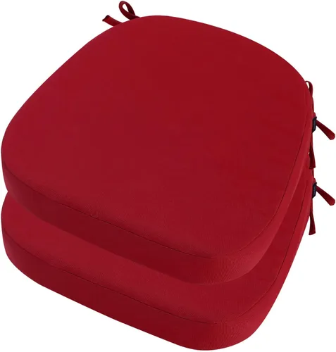 Miniatura 10 de idee-home Juego de 2 cojines para sillas de exterior, 17 x 17 pulgadas de grosor, en forma de D, cojines de asiento impermeables con lazos