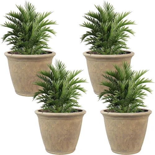 Miniatura 40 de Sunnydaze Anjelica - Maceta grande de plástico para plantas, maceta grande de plástico de doble pared para exteriores con agujeros de drenaje Óxido
