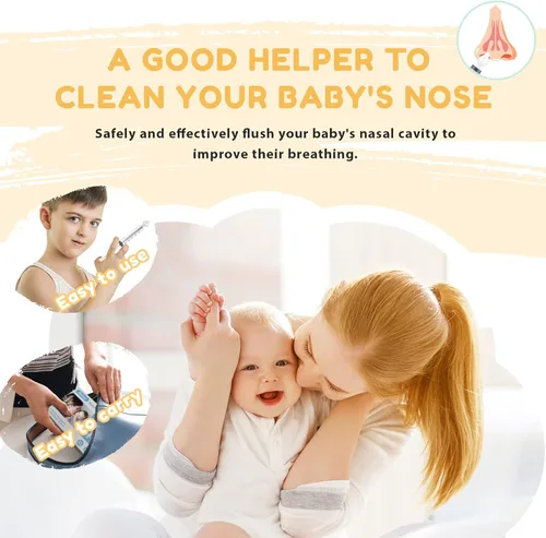Miniatura 7 de Irrigador nasal para bebé, 0.3 fl oz, aspirador nasal profesional para bebés con puntas de succión nasal de silicona segura, jeringa nasal portátil